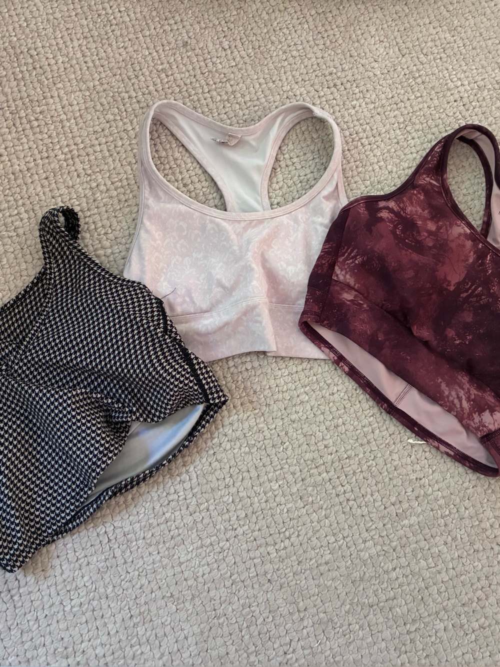 Women's Padded Sports Bralette - Black, Light Pink, Burgundy (3 total)